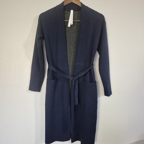 Babaton Aritzia Ty Navy Cardigan Mid Length Self Tie XXS - Picture 2 of 9